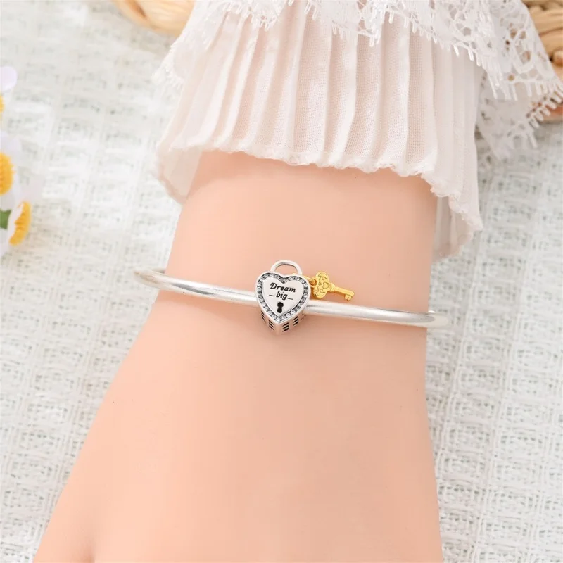 

New 925 Sterling Silver Dream Back Lock Zircon Charms Bead Fit 3mm Original Bracelet DIY Women Exquisite Birthday Jewelry Gifts