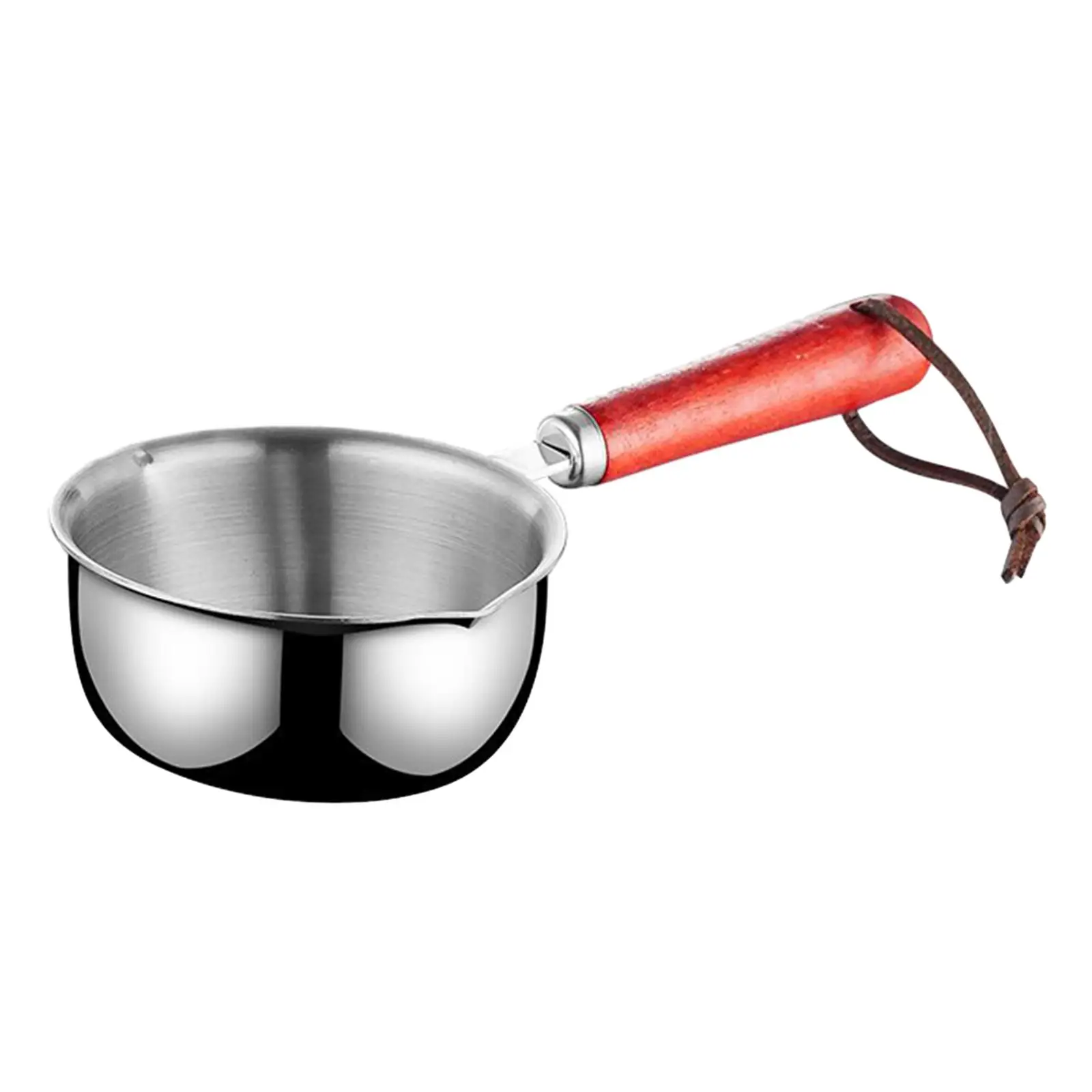 Compact Stainless Steel Saucepan Milk Warmer Butter Pot Dual Spout Design Wood Handle for Latte Art Heating Sauces Soups Kitchen