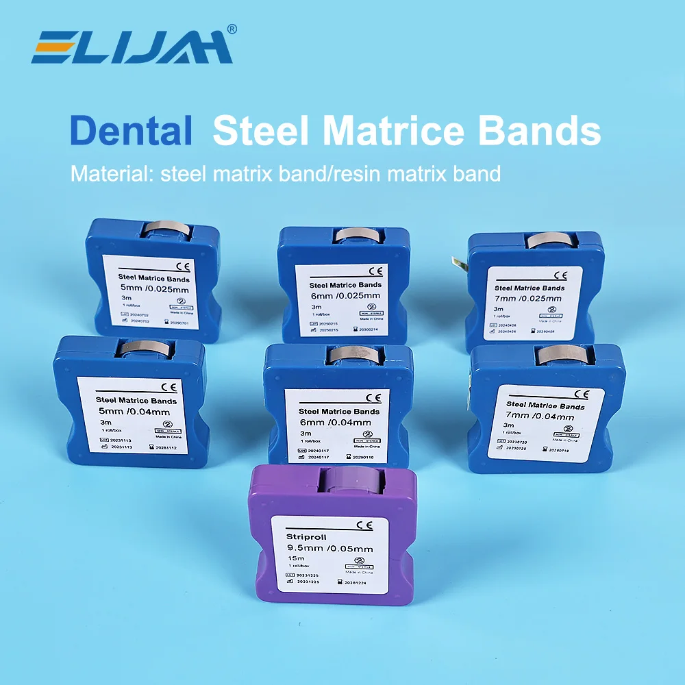 Dental Matrix Strip 5mm/6mm/7mm/9.5mm Width Dental Stainless Steel/Resin Film Restoration Light Cured Resin Clear Matrix Bands