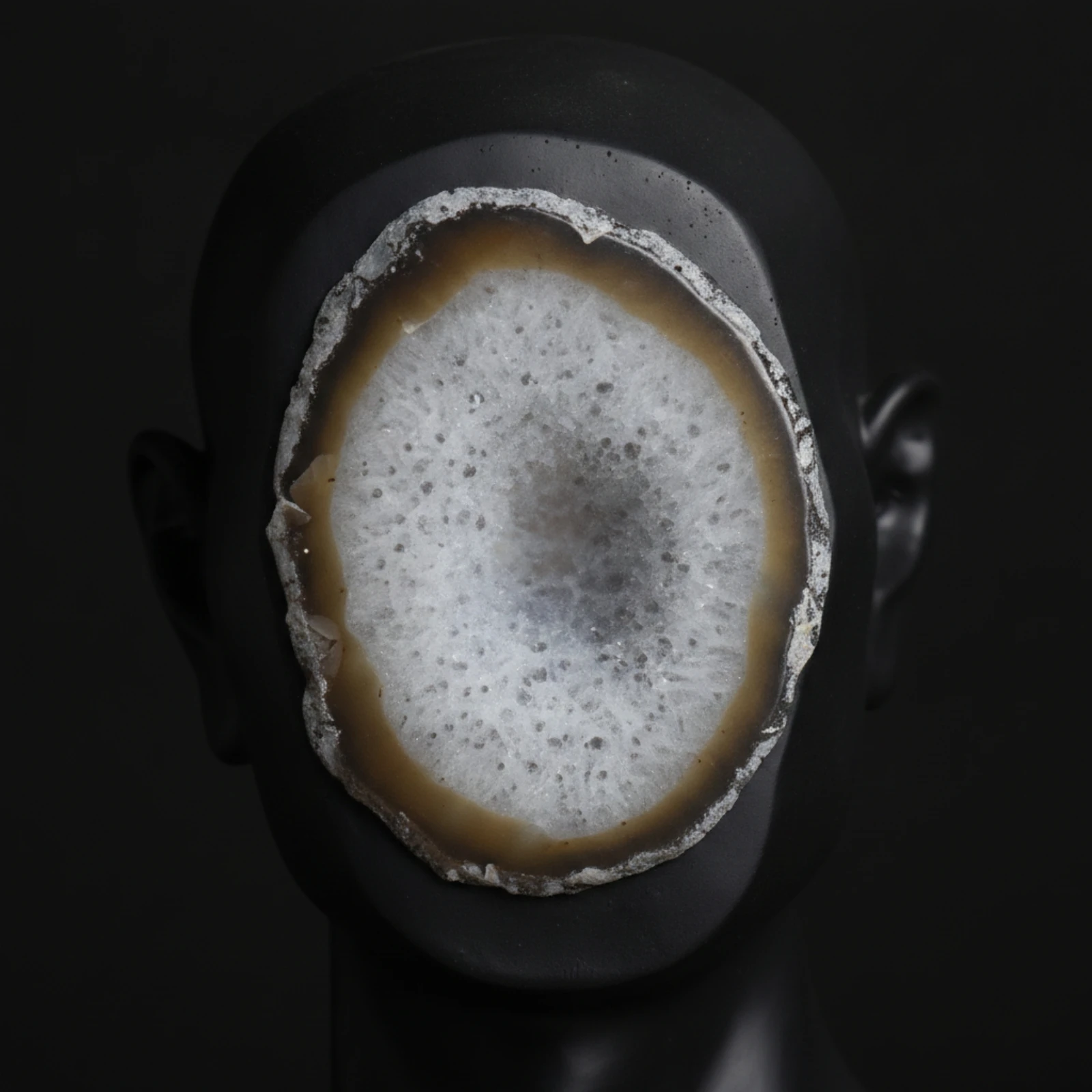 Agate Face Bust Sculpture Polyresin Human Bust with Agate Slice Tabletop Decor Handmade Table Centerpiece for Entryway