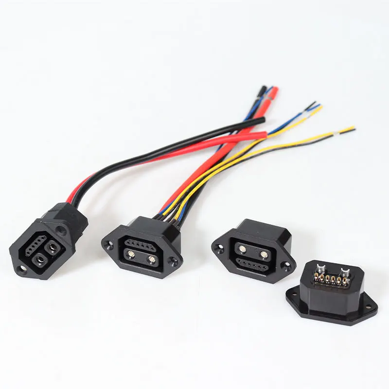 Electric Vehicles 2+6 Female Battery Socket with Wire E-bike 8Pin Lithium Battery Charging Port Adapter with Line and Signal Pin