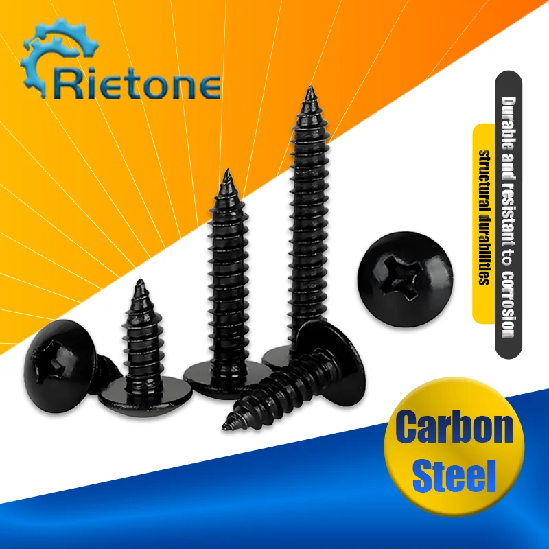 10/25/50 pz Nero In Acciaio Al Carbonio Phillips Traliccio Vite A Testa M3 M4 M5 M6 Croce Da Incasso A Fungo Testa Viti Autofilettanti