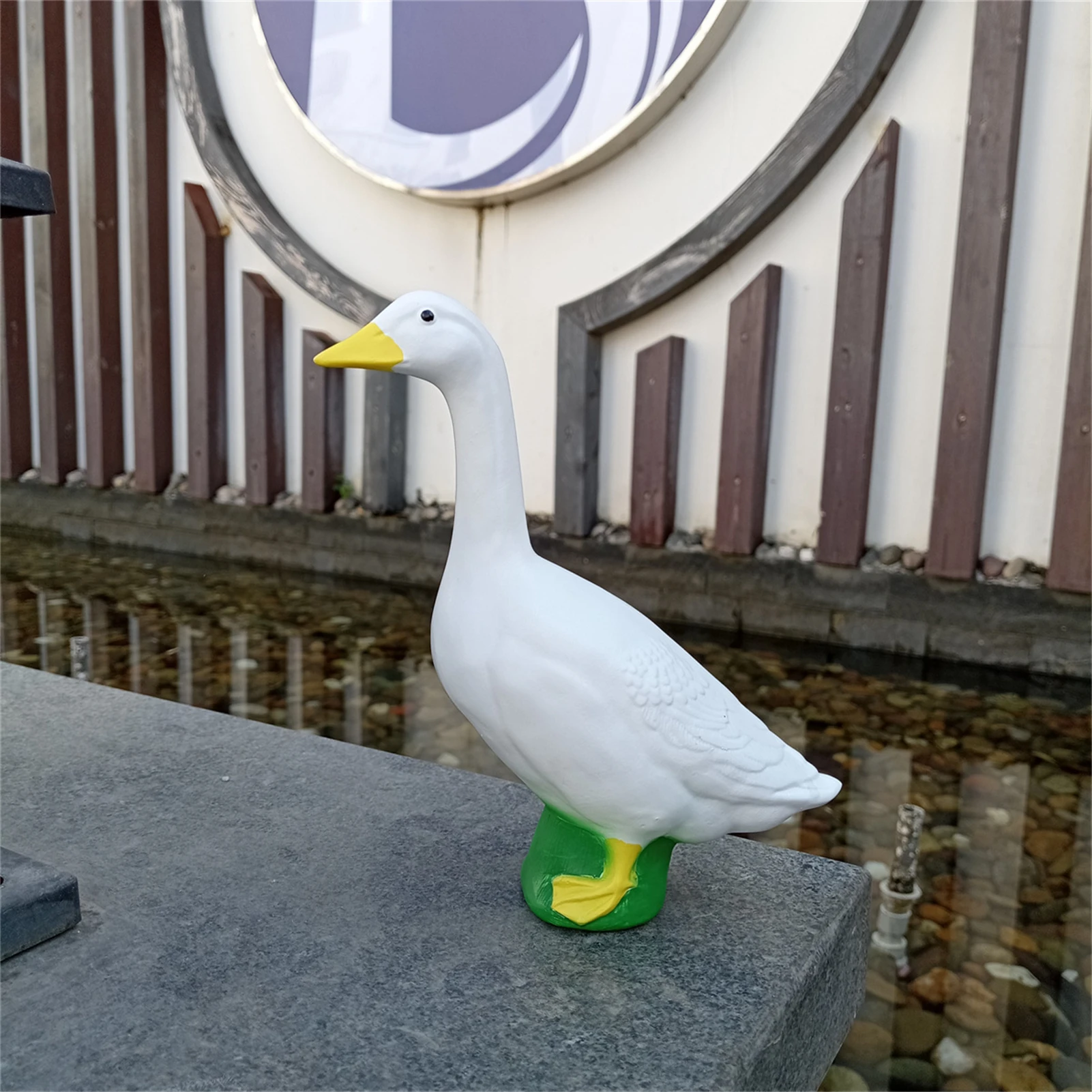 18 cm weiße Gans-Gartendekoration, einzigartige Tierstatue für den Außenbereich, Gartenlandschaft, für Hausdekoration, Tierfiguren, Geschenk – Detail 3