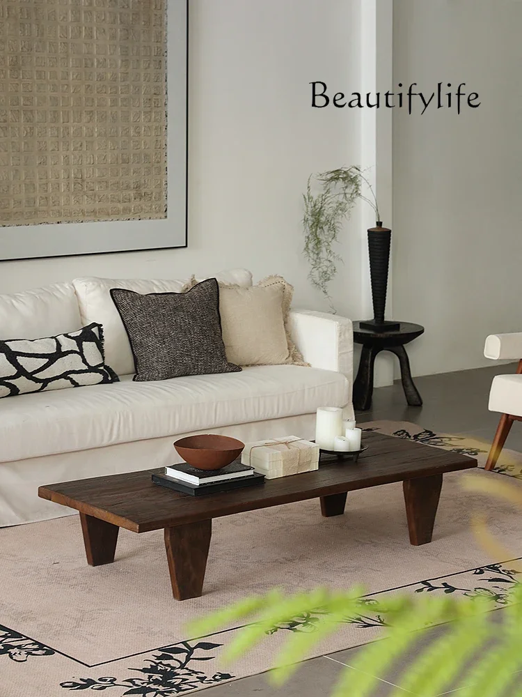 Meja Kopi Persegi Panjang Empat Kaki Kayu Solid Gaya Kuno Y Qianyu untuk Ruang Tamu B & B, Meja Retro Desainer