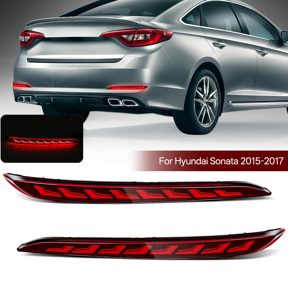 Start-up Animation LED Rear Bumper Light For Hyundai Sonata 2015 2016 2017 Dynamic Turn Signal Lights Rear Stop Brake Tail Lamp