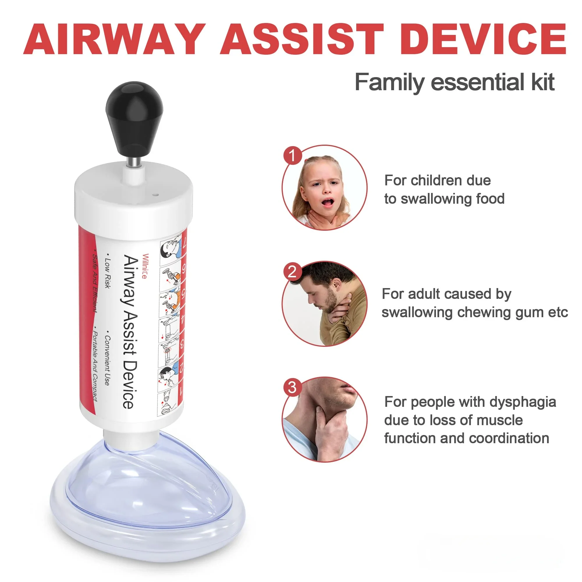 Airway Assist Device First Aid Kit Choking Adults & Children 2 Size Choking Rescue Kits Home Asphyxia Rescue Anti Suffocaation images - 6