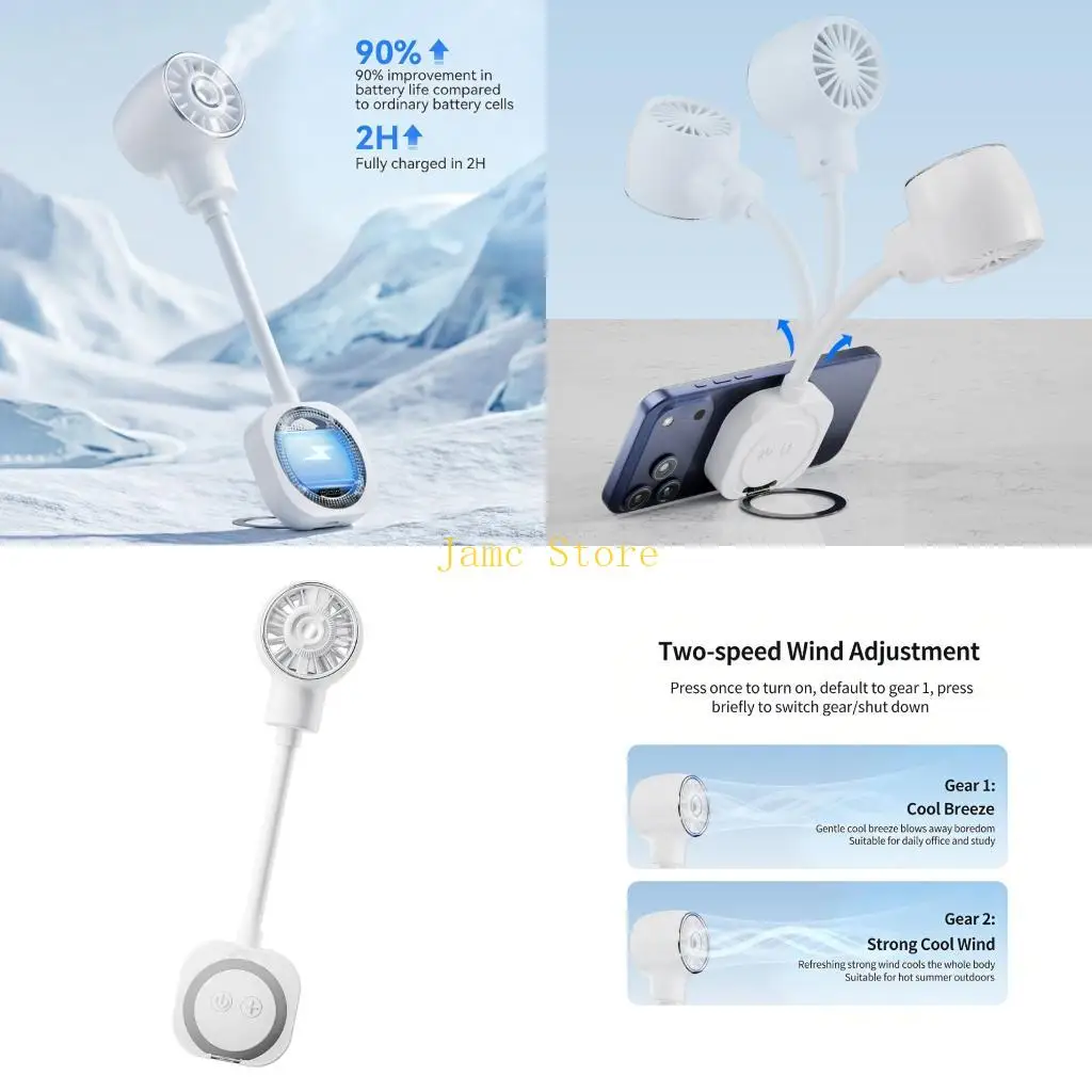 LX0B 360 Adjustable Clips On Desk Fan With Sprays Feature And Strong Magnets For Computer Or