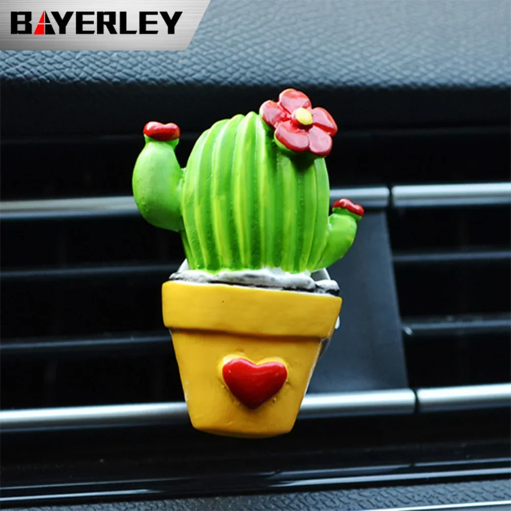 Cactus Flower Flavoring Car Scent Air Freshener for Auto Perfume Aroma Diffuser Air Vent Clip  Creative Decor Car Accessories