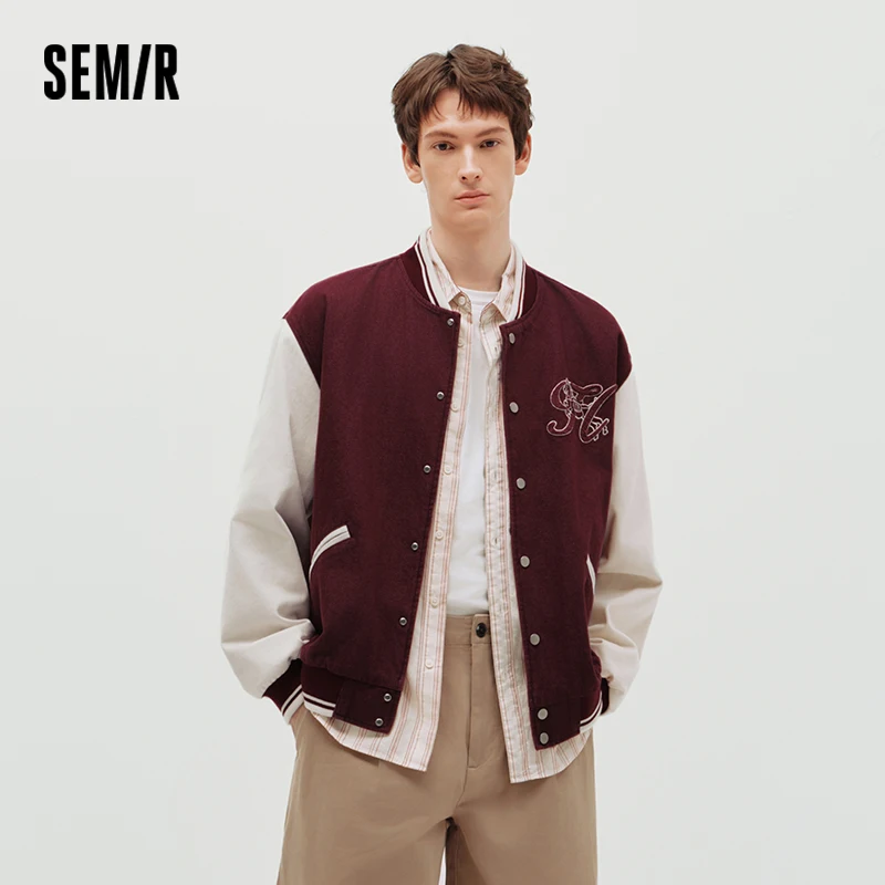 Semir Men Jacket Faux Denim Baseball Style Couple Wear Casual Style Everyday Outerwear Urban Casual Fashion 2026