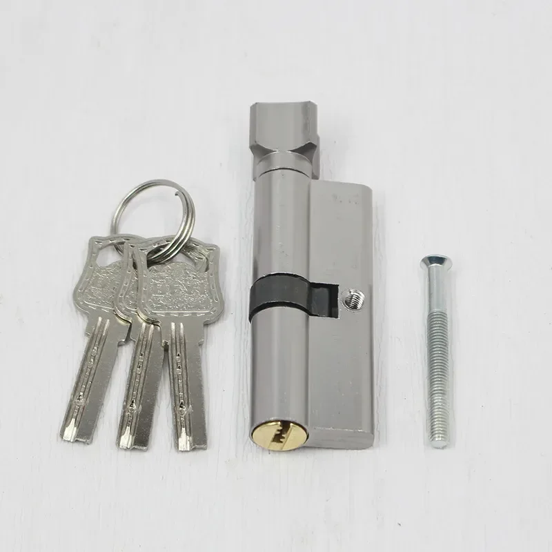 1PCS 70mm Aluminum Metal Door Lock Cylinder Home Security Anti-Snap Anti-Drill With 3 Keys Silver Tone Set Tools