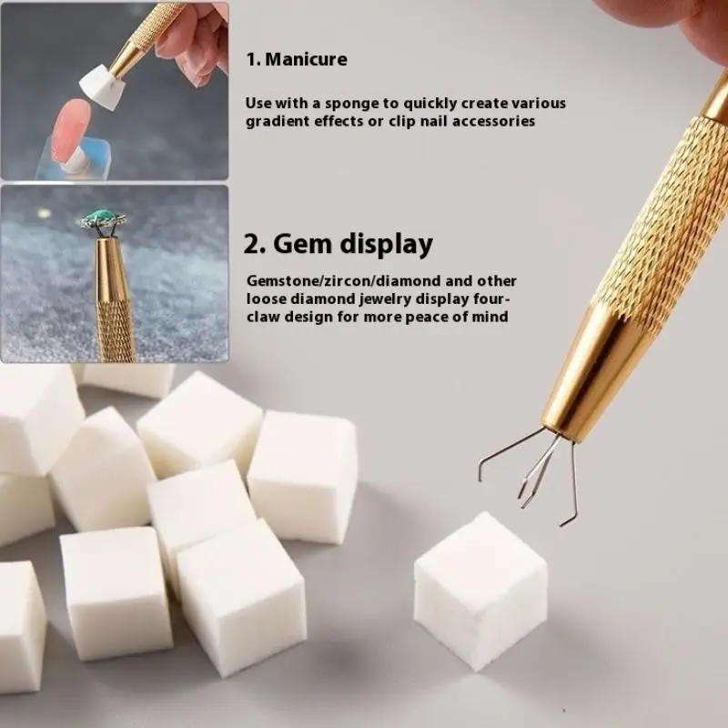 100Pcs/Box Gradient Sponge Brush With Tools For Nail Art Gel Polish Brush Glitter Powder Manicure Accessory