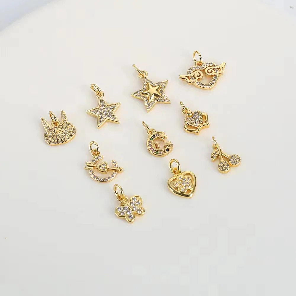 Women's Jewelry Butterfly Elf Heart Wings Star Pendant Gold Plated Charm Earrings DIY Accessories Bracelet Necklace Jewelry