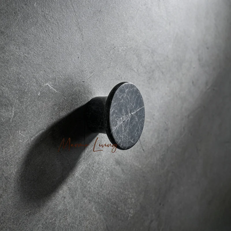 Wabi Sabi Natural Marble Handle Stone Hook Wall Mounted Coat Hanger for Living Room Bedroom Entryway Decor