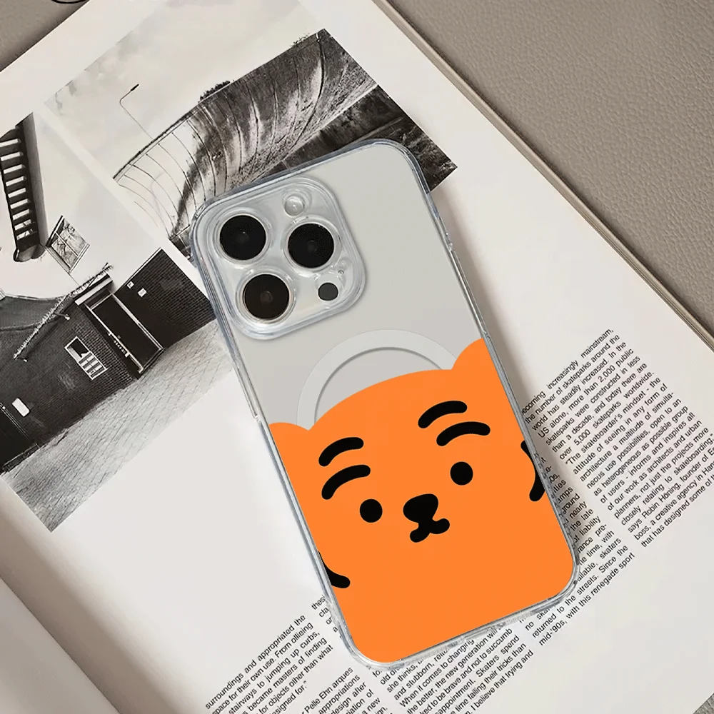 Kawaii M-MUZIK TIGERS Cute Phone Case for iPhone 12 11 13 14 15 16 Max Pro Plus Magsafe Magnetic Wireless Cover