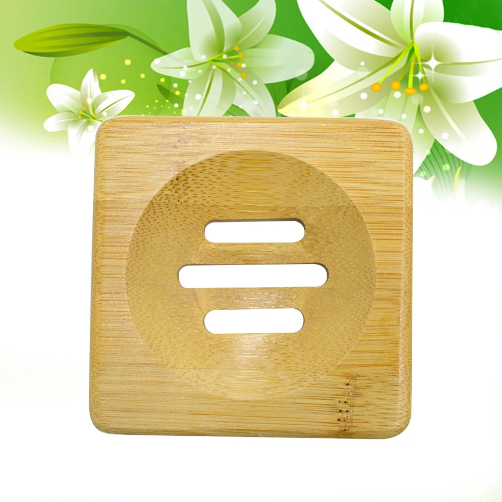 

Bamboo Dish Holder For Bathroom 8X8Cm Round Draining Soap Holder With Space Saving Design For Travel Gym Home Non-Metal Portable