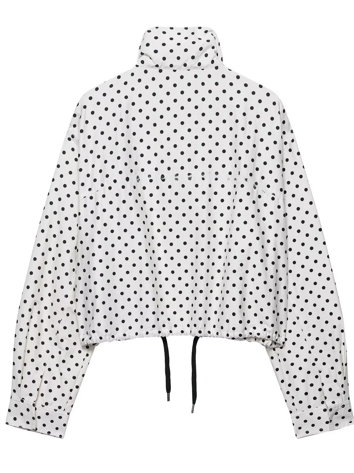 

Casual Polka Dot High Collar ort Coat Women's Faion Autumn 2025 White Retro Dots Ladies' Cact Size Polyester Fiber