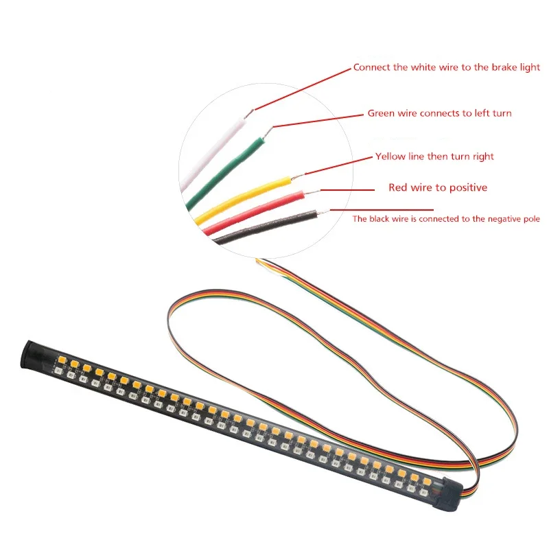 Universal Motorcycle Stripe Light, Tail Brake, Stop Turn Warning Signal, Iluminação De Sinal, Super Bright Lamp 12V