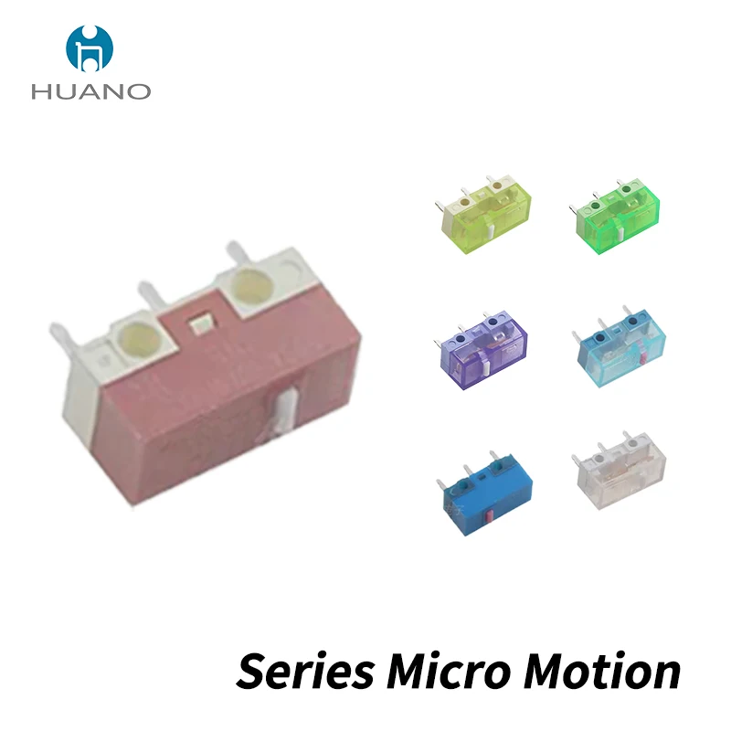 10Pcs HUANO Mouse Micro Switch Button Transparent blue Shell Pink Purple Yellow White Dot 120 Millions Lifetimes Computer Mouse