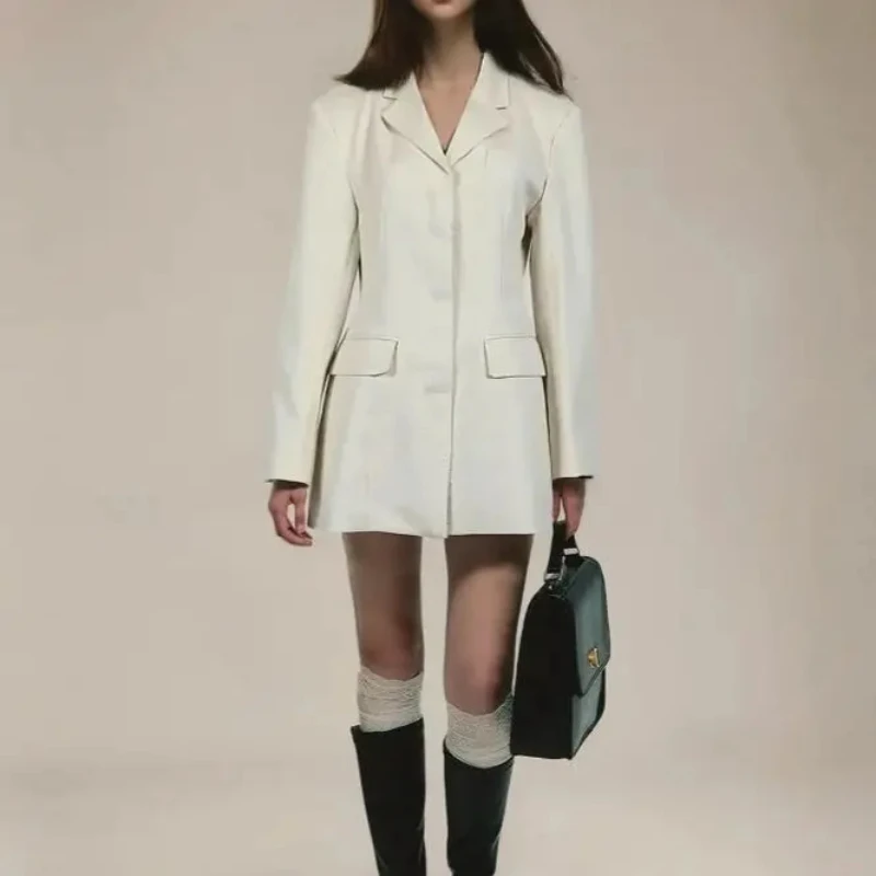 

Blazers Hidden Buckle Long Sleeves With Lapel Wooman Blazer High Quality Elegant Ladies Coat 2025 For Summer