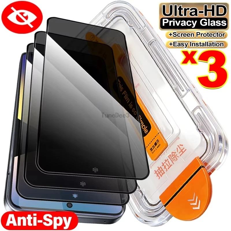 

Dust Free Installation Privacy Screen Protector For iPhone 16 15 17 Pro 13 12 11 14 Pro Max Plus 17 Air X XS XR Anti-spy Glass