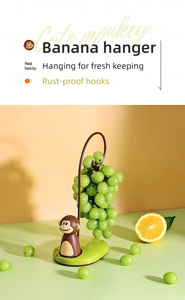 BetLight Massieve banaanhanger/houder-houten basis met metalen haak fruitstandaard, moderne keuken toonbank display