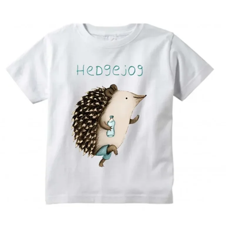 

Summer Hildren's Hot Sale Hedgehog Hug/Kiss Design T Shirt Kids Great Casual Short Sleeve Tops Boys and Girls Funny Animal T-Shi