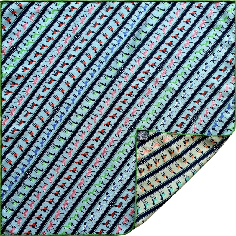 65x65cm Horse Stripe Square Scarf 70% WOOL 30% MULBERRY SILK Double Sided Different Color Women Neck Scarf Equestrian Shawl