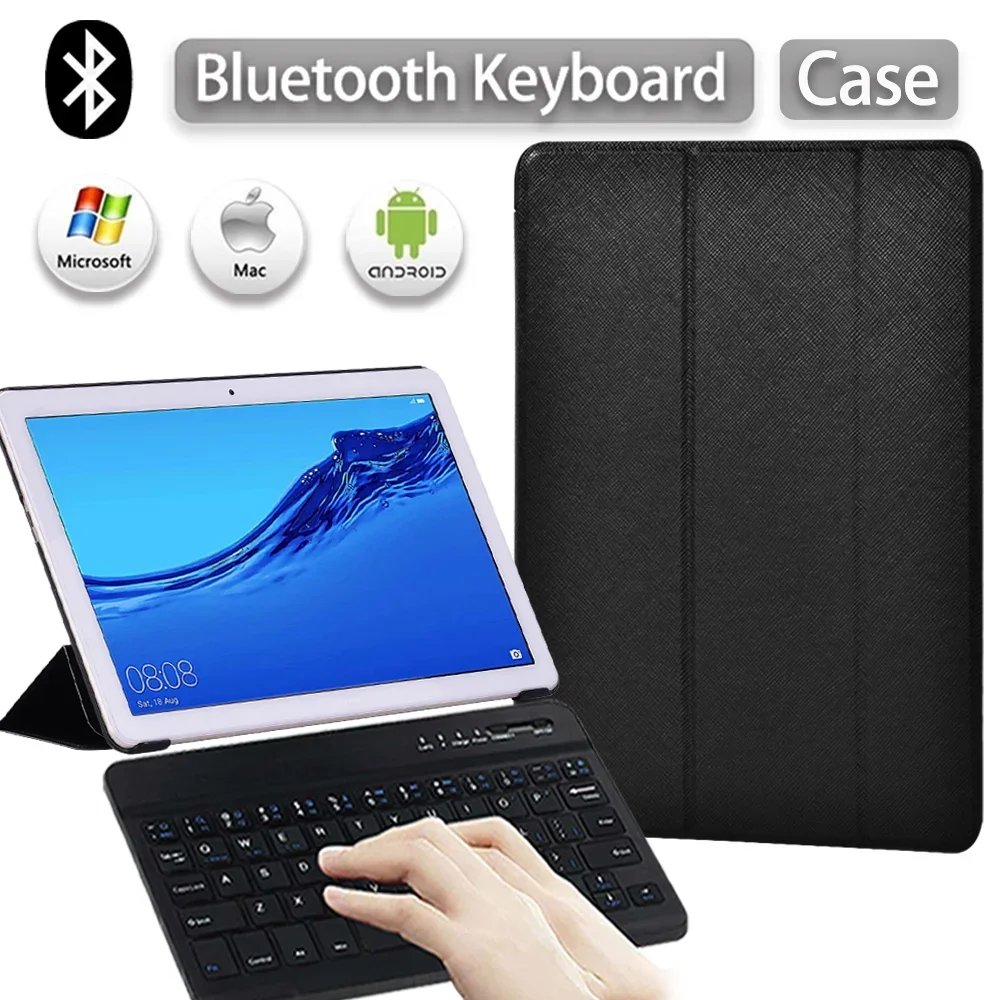 

For Huawei MediaPad T3 10 9.6/T5 10 10.1" PU Leather Folding Stand Cover for AGS2-W09/L09/L03/W19 Tablet Case+Bluetooth Keyboard