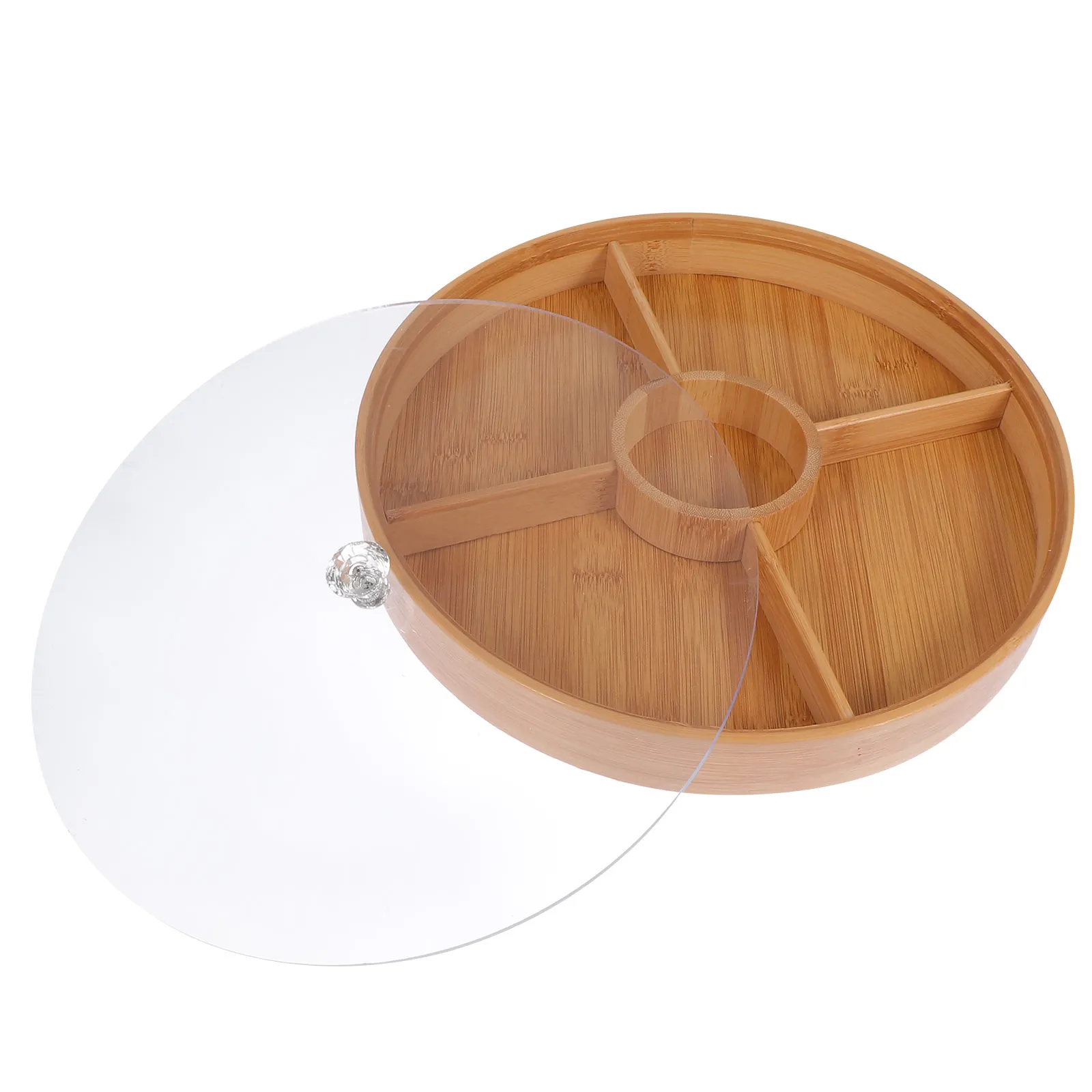 

Bamboo Nut Dish Acrylic Compact Multi Functional Snack Plate Food Tray Portable Container Pastry Platter Storage