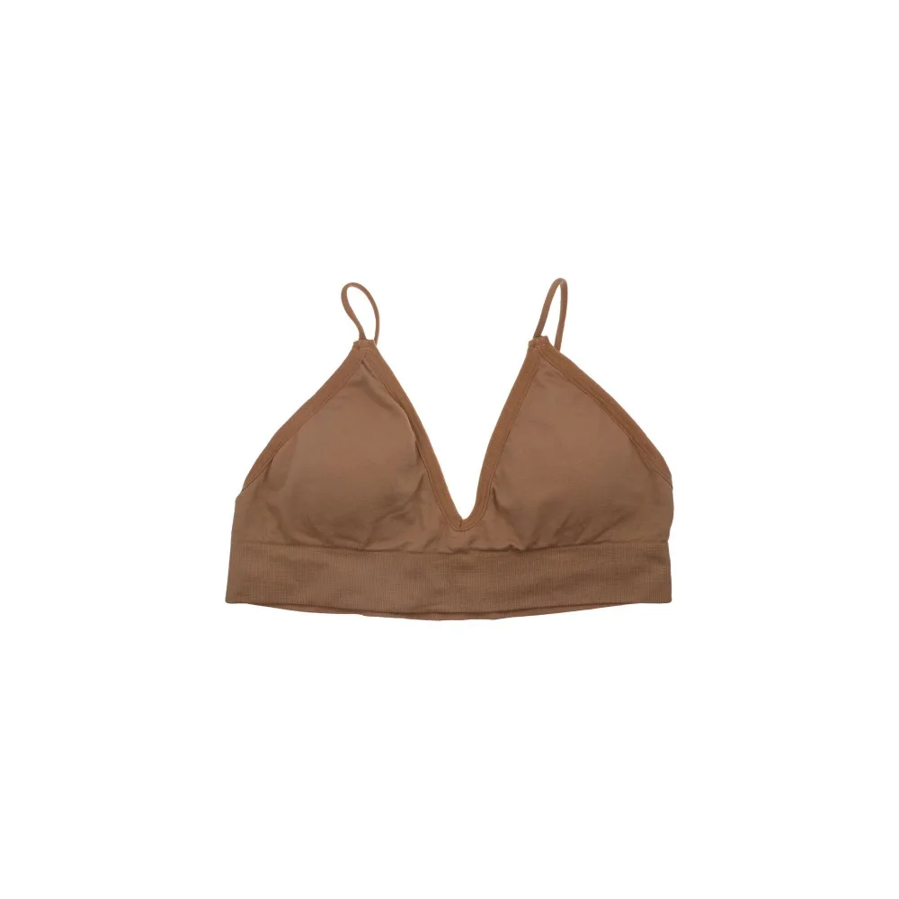 

Спортивный бюстгальтер-топ для девочек и женщин, бесшовный, с треугольными чашками, глубоким V-образным вырезом, для фитнеса и йоги, кроп-топ