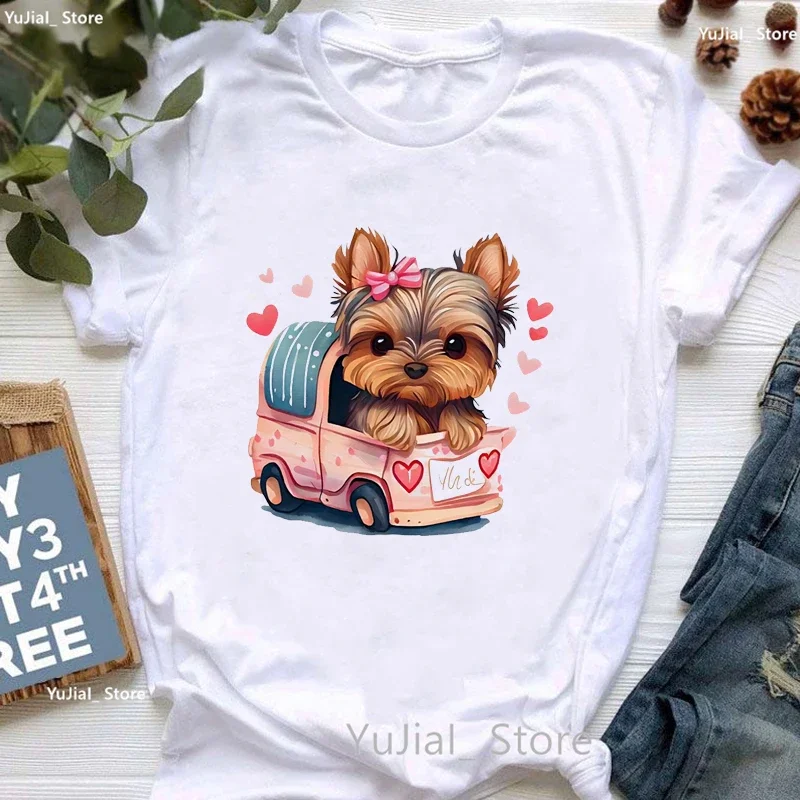 Golden Puppy Sunflower Dog Lover T Shirt Girls Kawaii Clothes Summer Fashion Tops Shirt Femme Pug/Yorkie/ Shorthaired T-Shirt