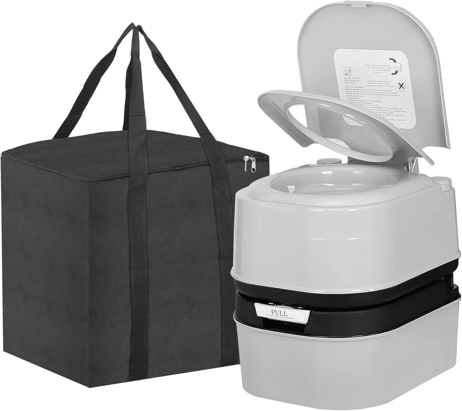 

Портативный туалет с баком на 6,4 галлона для кемпинга, автодомов, лодок, рыбалки - компактный дизайн с защитой от протечек и сумкой для переноски