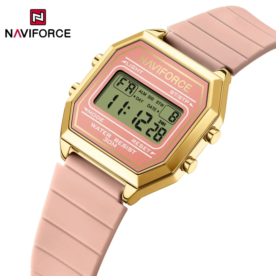 

NAVIFORCE модные новые брендовые женские спортивные часы цифровой ЖК-дисплей с будильником и дисплеем даты водонепроницаемые электронные наручные часы для женщин 2025