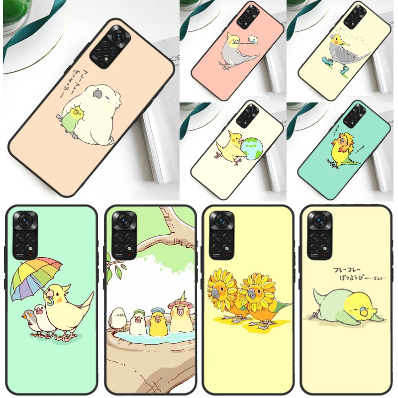 Chubby Cockatiel Parrot Bird Case For Xiaomi Redmi Note 12 11 10 9 8 Pro 9S 10S 11S 12S Redmi 12C 9A 9C 10A 10C Coque