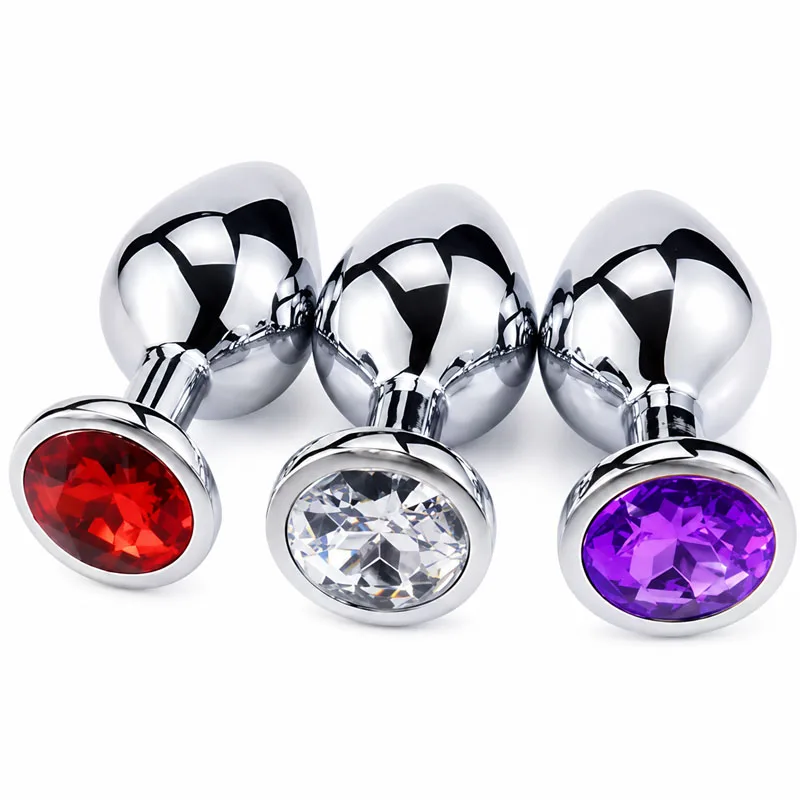 Metal Jeweled Anal Plug Set - Crystal Base Butt Plugs for Beginners Prostate Play & Training