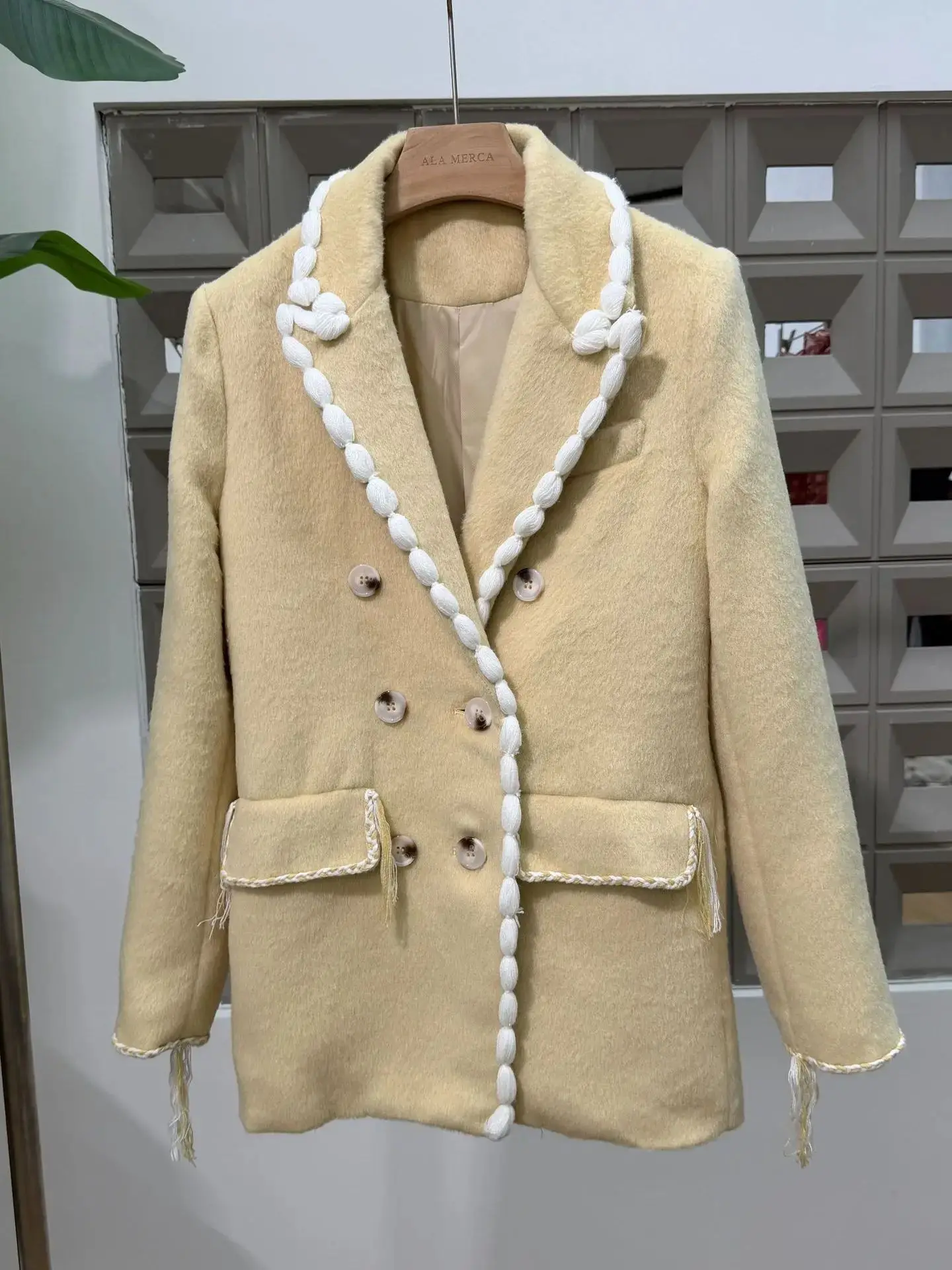

Women Coat Versatile New Autumn Winter Wool Trim Double Breasted Unique Design Fashion Girl Short Trench Coat Christmas Gift