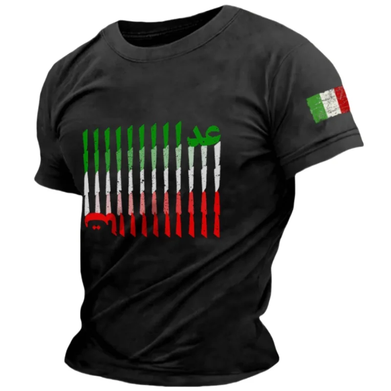 Italy National Flag Print T Shirt For Men Outdoor Football Jersey Tracksuits Casual O-neck Loose Short Sleeve Top Summer Clothes