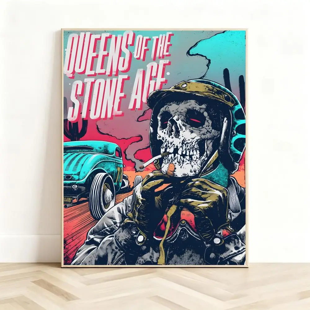 Rock Band Queens of the Stone Age Poster Classic Self-Adhesive PP Wall Sticker for Living Room Bar Decor Gift