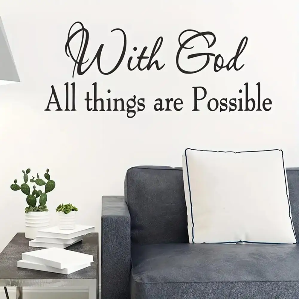 1 pc charming text--with god all things are possible Vinyl Wallpaper Roll Furniture Decorative For Kids Room Living Room Home