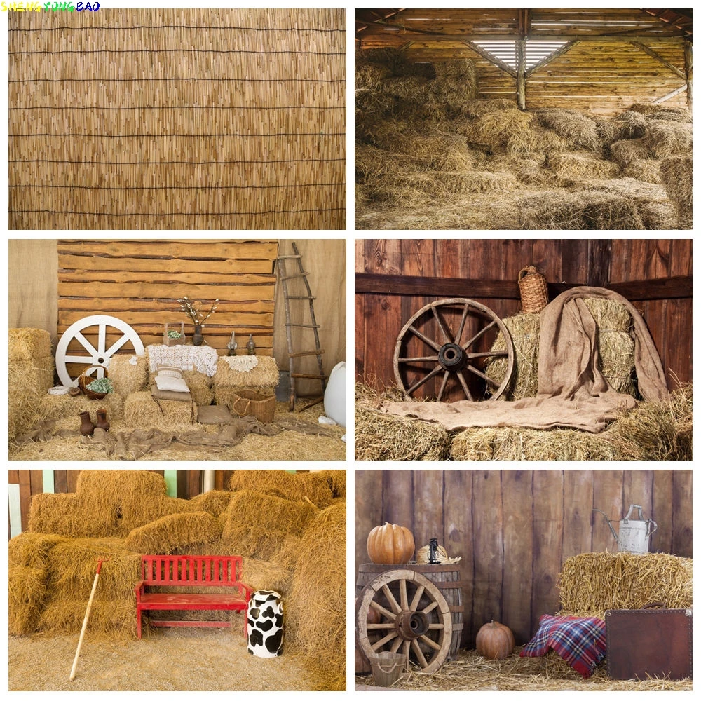 

Photography Backgrounds Old Vintage Rural Farm Haystack Wall Baby Newborn Portrait Photo Backdrops Pet Photocall Photo Studio