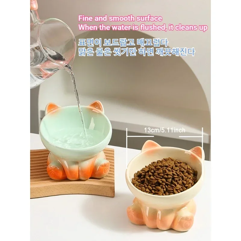 Cat Feeding Bowl Feeding Bowl Ceramic Gradient 15° Cervical Protection Diagonal Bowl pet supplies dog bowls