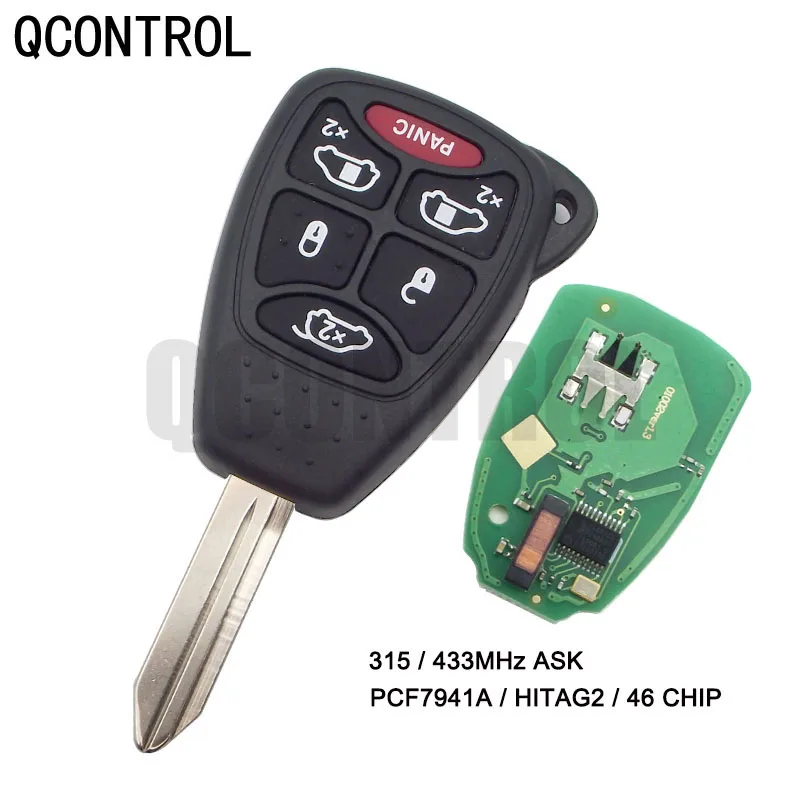 

QCONTROL 433MHzCar Key Vehicle Remote for Chrysler Town & Country Aspen 200 300 PT Cruiser Sebring Pacifica 433MHz ID46 Chip