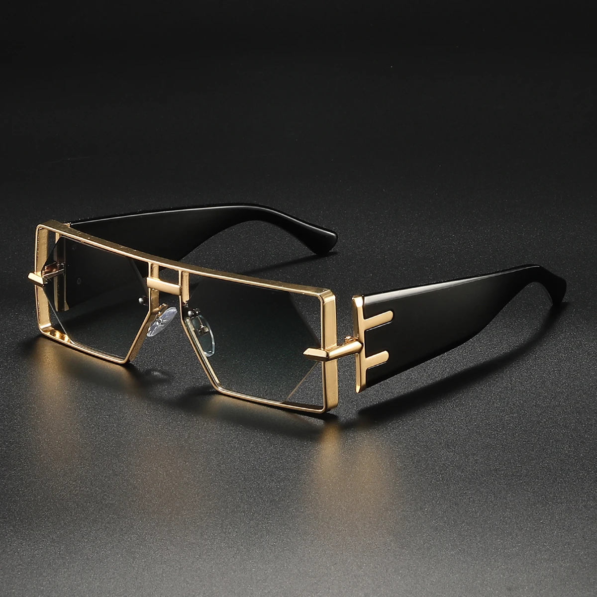 Coole Luxus-Sonnenbrille für Damen, quadratisch, aushöhlen, Designer-Brille, kräftig, Vintage, Ins Fashoin Shades – Detail 2