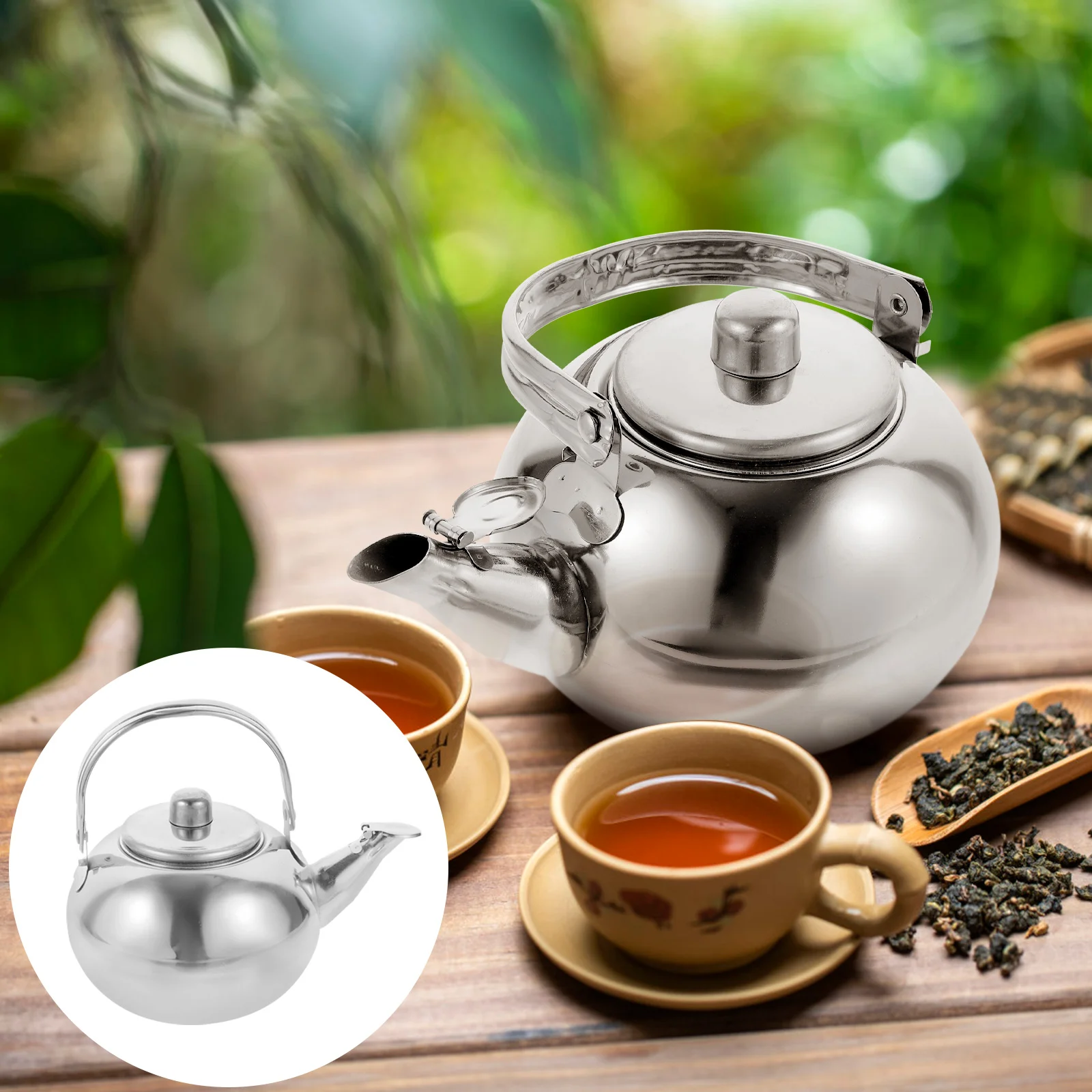 

1.5L Stainless Steel Teapot Kettle Heat Handle Rust Resistant Tea Table Accessory Household Wear Resistant Easy to Use