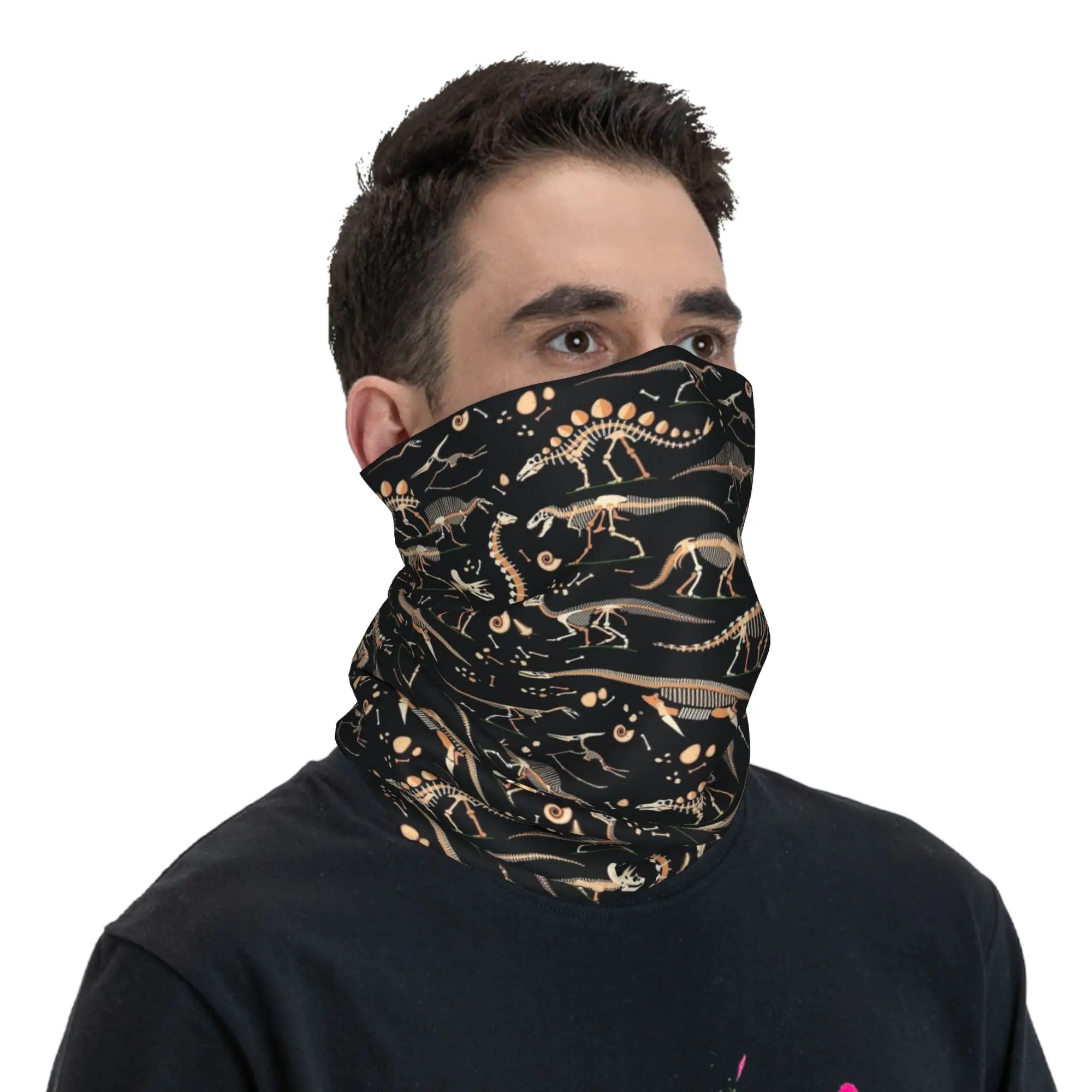Dinosaur Fossils Halloween Bandana Neck Cover Printed Wrap Mask Scarf Cycling Scarf Riding for Men Women Adult All Season