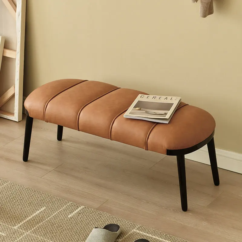 xx-Modern Leather Entryway Bench, Channel-Tufted Padded Long Seat, Elegant Accent Bench for Living Room, Bedroom & End of Bed*