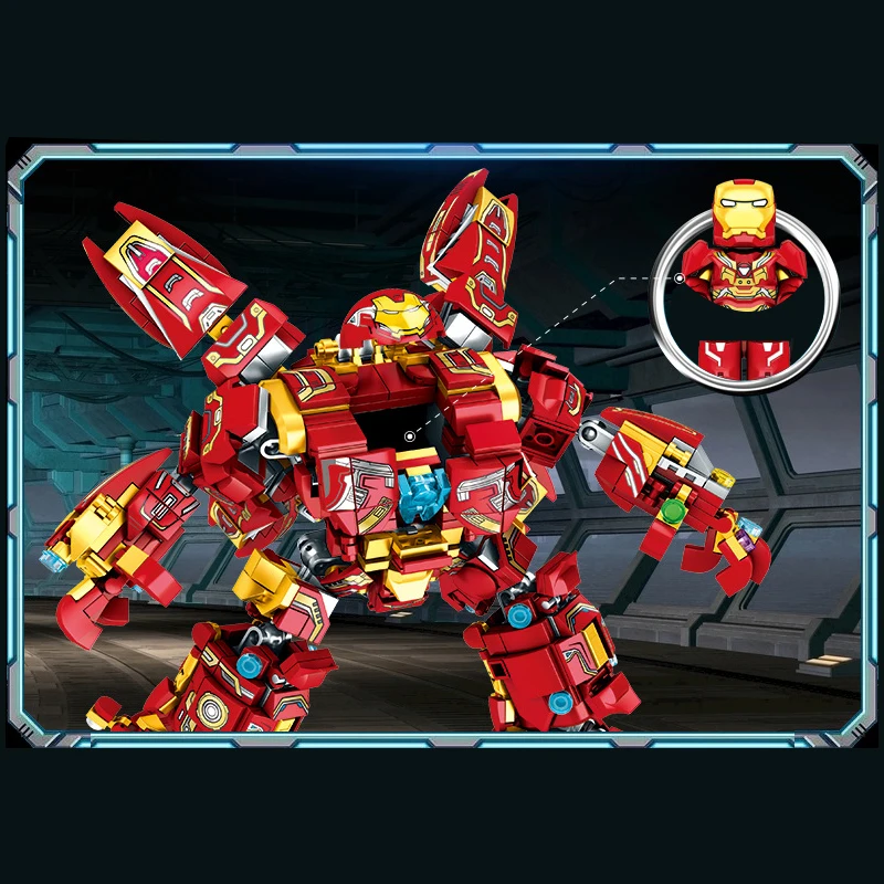 Marvel Superhero Iron Man Hulkbuster Mech Nano Gauntlet Model Building Blocks Classics Movie Avengers Bricks Set Child Toy Gifts