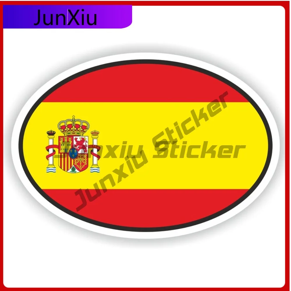 

Spain Oval Sticker With National Flag Badge Scratch Cover Vinyl Decals Glass Waterproof Decals Scratch Cover Sticker For Car Suv