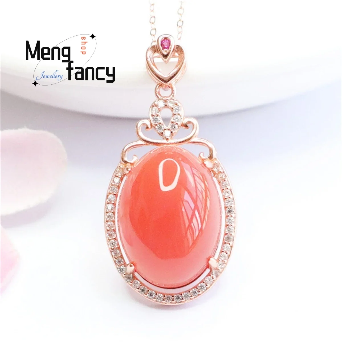 

Natural S925 Silver Inlaid Yanyuan Agate Pigeon Egg Necklace Charm Generous Personalized Fashion Versatile Best Selling Jewelry