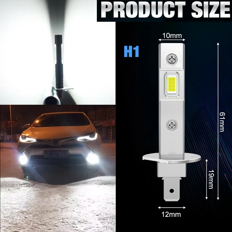 2Pcs Canbus LED Light Bulb H1 LED Headlight Mini Size Design Wireless Fanless For Car LED Lamp 7585 CSP Chip 300W 12V